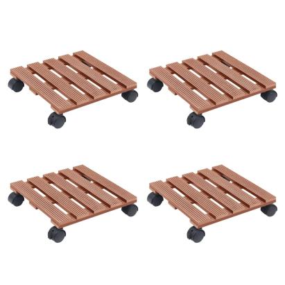 Cărucioare pentru plante, 4 buc., maro, 30x30x7,5 cm, WPC GartenMobel Dekor