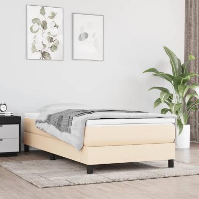 Pat box spring cu saltea, crem, 80x200 cm, textil GartenMobel Dekor