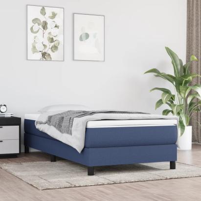 Pat box spring cu saltea, albastru, 90x190 cm, textil GartenMobel Dekor