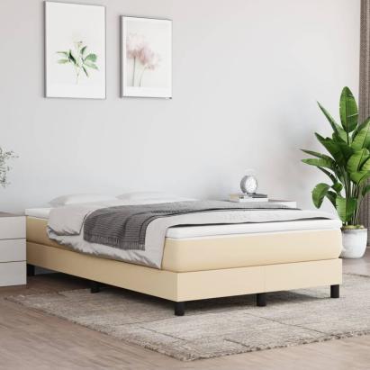 Pat box spring cu saltea, crem, 120x200 cm, textil GartenMobel Dekor