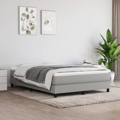 Pat box spring cu saltea, gri deschis, 140x190 cm, textil GartenMobel Dekor