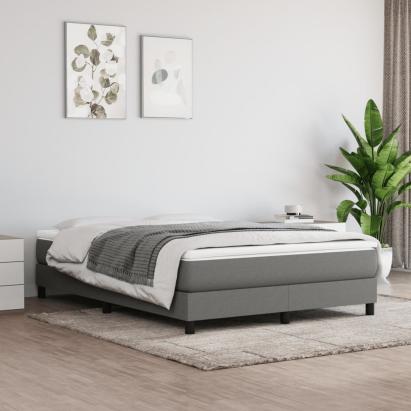 Pat box spring cu saltea, gri închis, 140x190 cm, textil GartenMobel Dekor