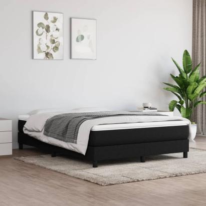 Pat box spring cu saltea, negru, 140x190 cm, textil GartenMobel Dekor