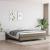 Pat continental cu saltea, gri taupe, 180x200 cm, textil GartenMobel Dekor