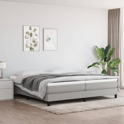 Pat box spring cu saltea, gri deschis, 200x200 cm, textil GartenMobel Dekor