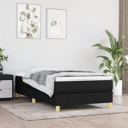 Pat box spring cu saltea, negru, 90x200 cm, textil GartenMobel Dekor