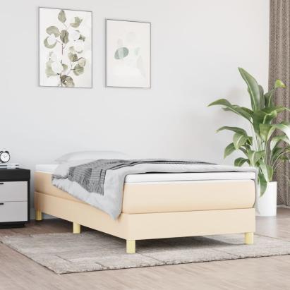 Pat box spring cu saltea, crem, 90x200 cm, textil GartenMobel Dekor