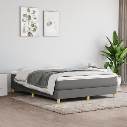 Pat box spring cu saltea, gri închis, 140x190 cm, textil GartenMobel Dekor