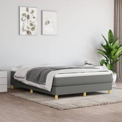 Pat box spring cu saltea, gri închis, 140x200 cm, textil GartenMobel Dekor
