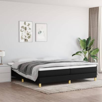 Pat box spring cu saltea, negru, 200x200 cm, textil GartenMobel Dekor