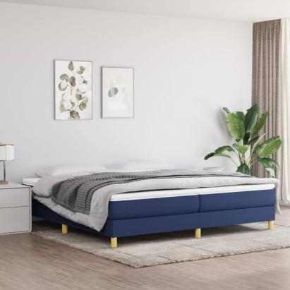 Pat box spring cu saltea, albastru, 200x200 cm, textil GartenMobel Dekor