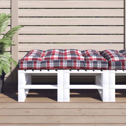 Pernă de paleți, roșu carouri, 120x80x12 cm, material textil GartenMobel Dekor