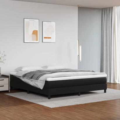 Pat box spring cu saltea, negru, 160x200 cm, piele ecologică GartenMobel Dekor