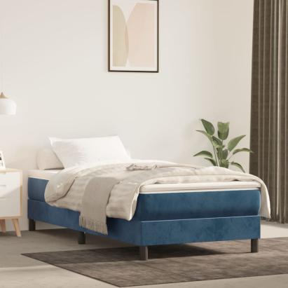 Pat box spring cu saltea, albastru închis, 80x200 cm, catifea GartenMobel Dekor