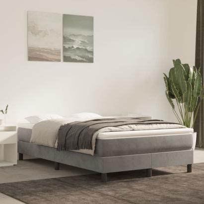 Pat box spring cu saltea, gri deschis, 120x200 cm, catifea GartenMobel Dekor