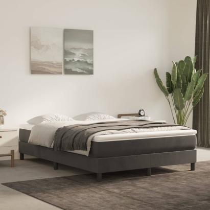 Pat box spring cu saltea, gri închis, 140x200 cm, catifea GartenMobel Dekor