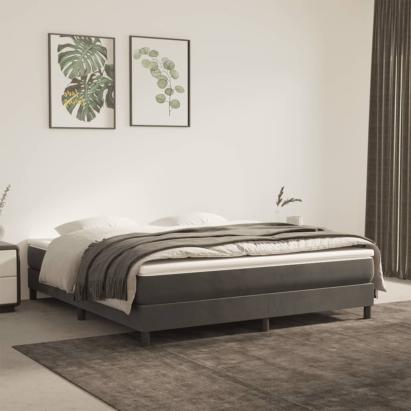 Pat box spring cu saltea, gri închis, 180x200 cm, catifea GartenMobel Dekor