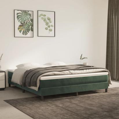 Pat box spring cu saltea, verde închis, 180x200 cm, catifea GartenMobel Dekor