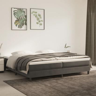 Pat box spring cu saltea, gri închis, 200x200 cm, catifea GartenMobel Dekor