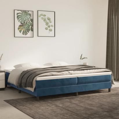Pat box spring cu saltea, albastru închis, 200x200 cm, catifea GartenMobel Dekor