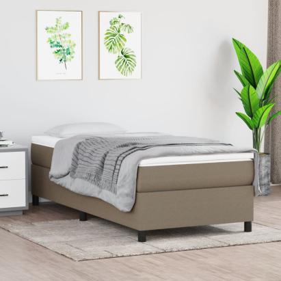 Pat box spring cu saltea, gri taupe, 80x200 cm, textil GartenMobel Dekor