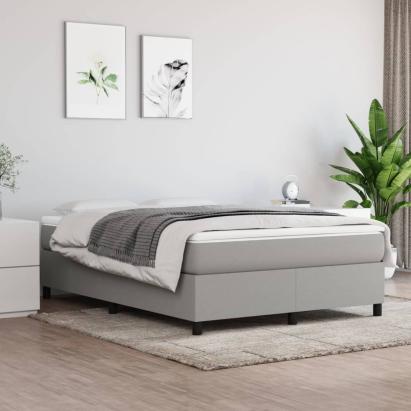 Pat box spring cu saltea, gri deschis, 140x190 cm, textil GartenMobel Dekor
