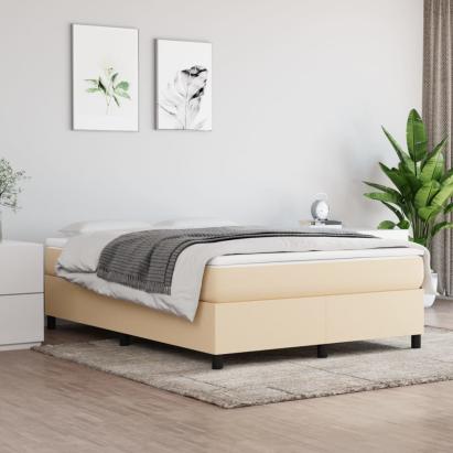 Pat continental cu saltea, crem, 140x200 cm, material textil GartenMobel Dekor