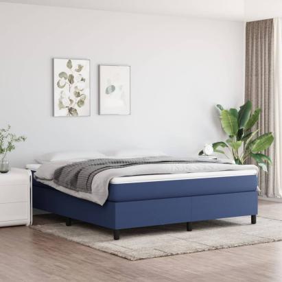Pat continental cu saltea, albastru, 160x200cm, material textil GartenMobel Dekor