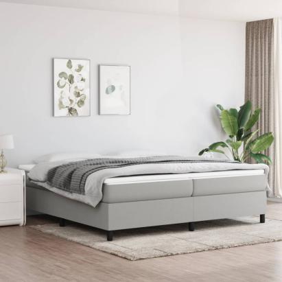 Pat box spring cu saltea, gri deschis, 200x200 cm, textil GartenMobel Dekor