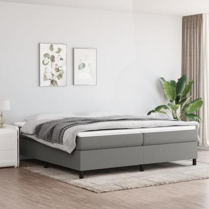 Pat box spring cu saltea, gri închis, 200x200 cm, textil GartenMobel Dekor