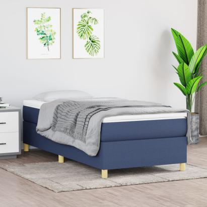Pat box spring cu saltea, albastru, 90x200 cm, textil GartenMobel Dekor