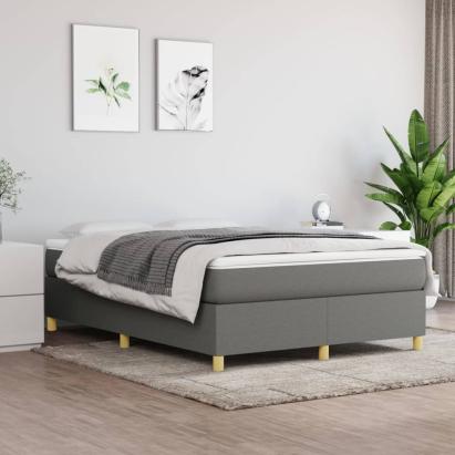 Pat box spring cu saltea, gri închis, 140x190 cm, textil GartenMobel Dekor