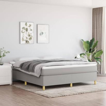 Pat continental cu saltea, gri deschis, 160x200 cm, textil GartenMobel Dekor