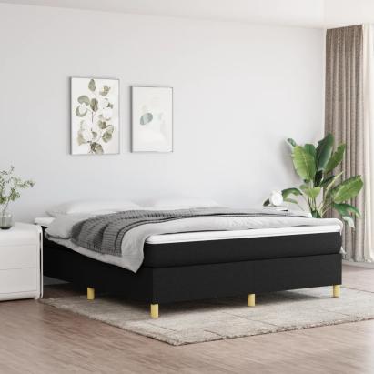 Pat box spring cu saltea, negru, 160x200 cm, textil GartenMobel Dekor