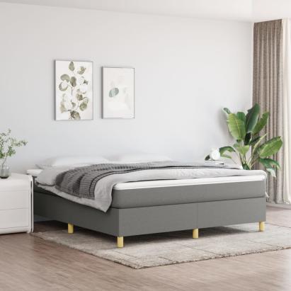 Pat box spring cu saltea, gri închis, 180x200 cm, textil GartenMobel Dekor