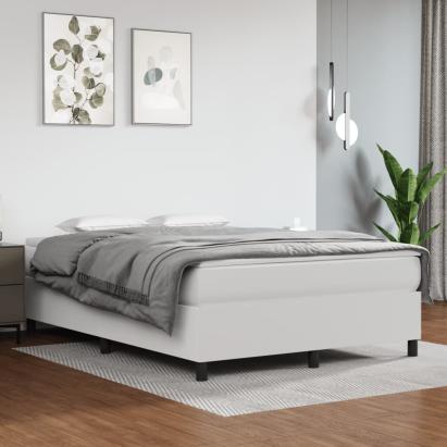 Pat box spring cu saltea, alb, 140x190 cm, piele ecologică GartenMobel Dekor