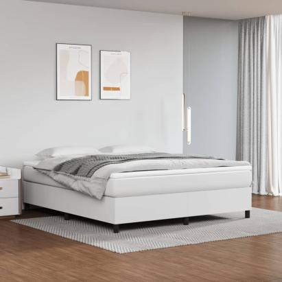 Pat box spring cu saltea, alb, 180x200 cm, piele ecologică GartenMobel Dekor