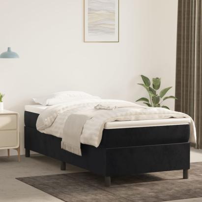Pat box spring cu saltea, negru, 80x200 cm, catifea GartenMobel Dekor