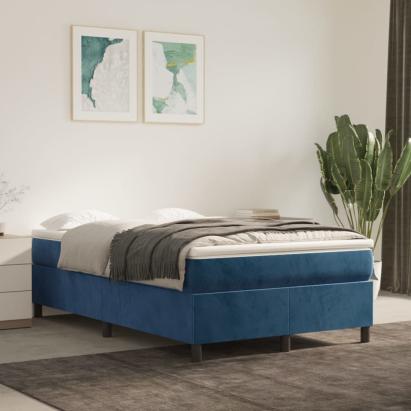 Pat box spring cu saltea, albastru închis, 120x200 cm, catifea GartenMobel Dekor