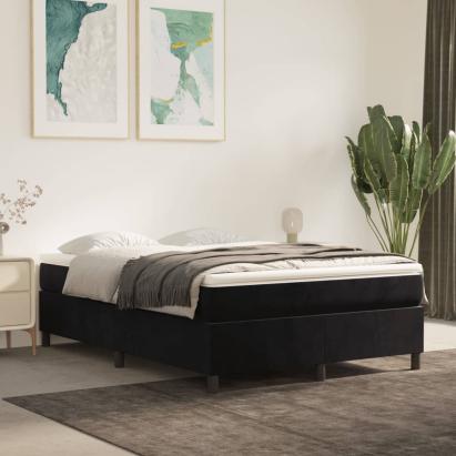 Pat box spring cu saltea, negru, 140x190 cm, catifea GartenMobel Dekor