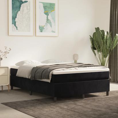 Pat box spring cu saltea, negru, 140x200 cm, catifea GartenMobel Dekor