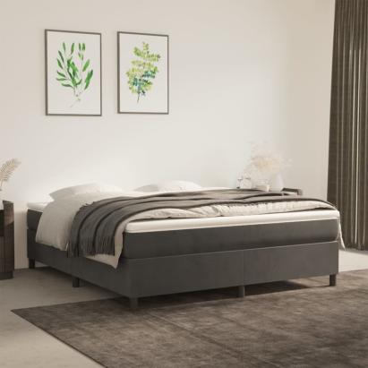 Pat box spring cu saltea, gri închis, 160x200 cm, catifea GartenMobel Dekor