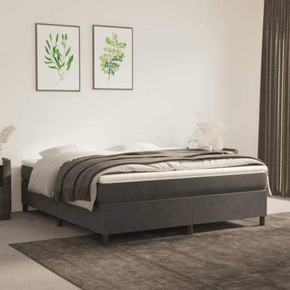 Pat box spring cu saltea, gri închis, 180x200 cm, catifea GartenMobel Dekor