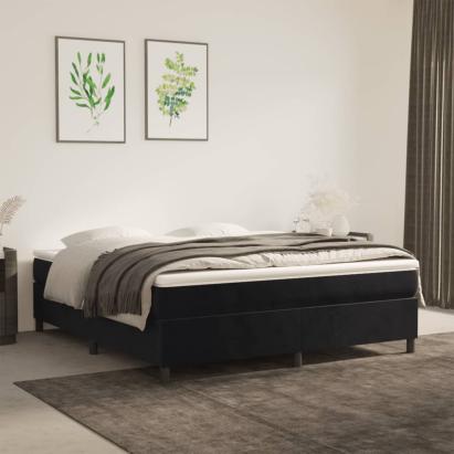 Pat box spring cu saltea, negru, 180x200 cm, catifea GartenMobel Dekor
