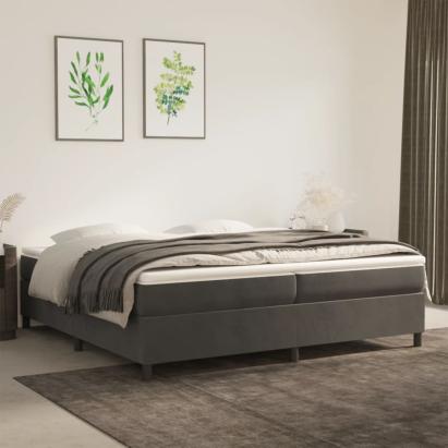 Pat box spring cu saltea, gri închis, 200x200 cm, catifea GartenMobel Dekor