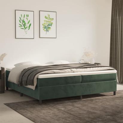 Pat box spring cu saltea, verde închis, 200x200 cm, catifea GartenMobel Dekor