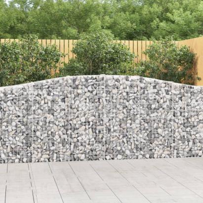 Coșuri gabion arcuite 2 buc, 400x30x100/120 cm fier galvanizat GartenMobel Dekor