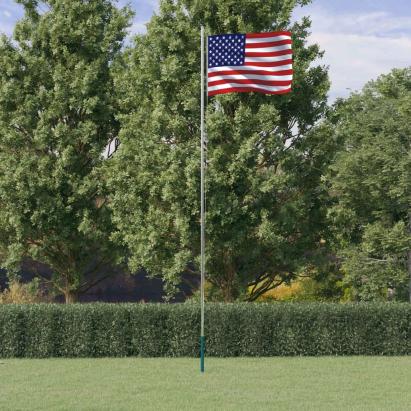 Steag SUA și stâlp din aluminiu, 6,23 m GartenMobel Dekor