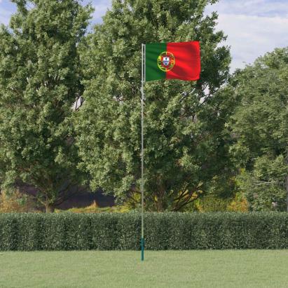 Steag Portugalia și stâlp din aluminiu, 5,55 m GartenMobel Dekor