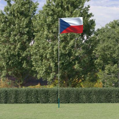 Steag Cehia și stâlp din aluminiu, 5,55 m GartenMobel Dekor